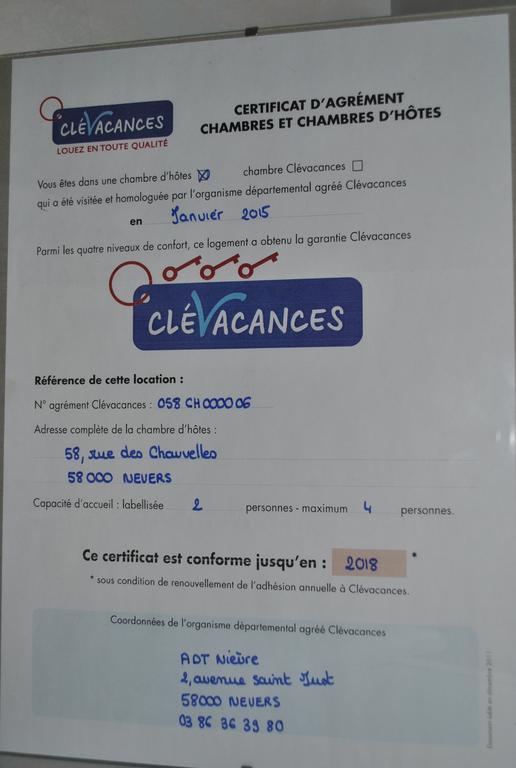 Chambre D'Hotes Le Cadran Des Chauvelles Nevers Exterior photo